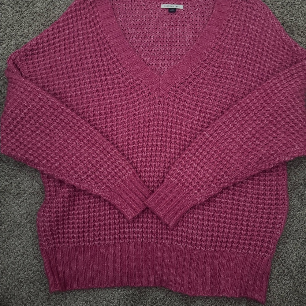 American Eagle Outfitters Pink V-Neck Sweater